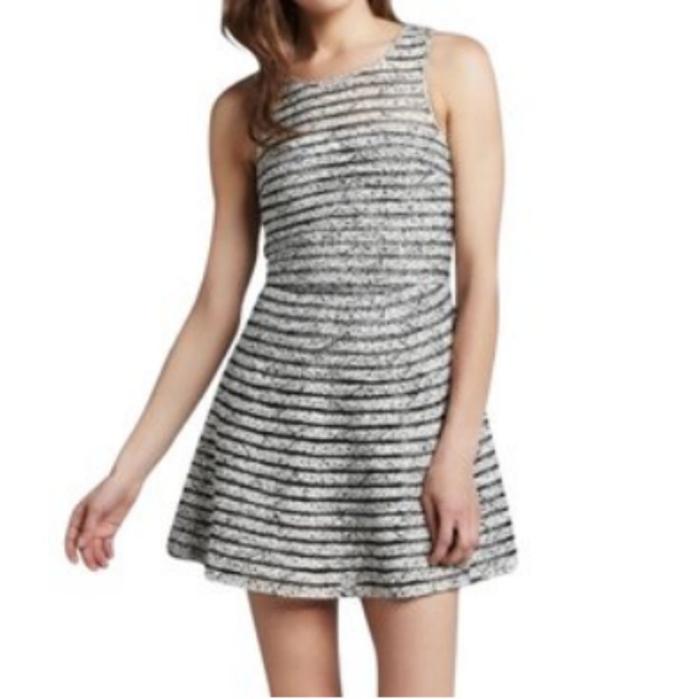 Parker black and white marble striped dress